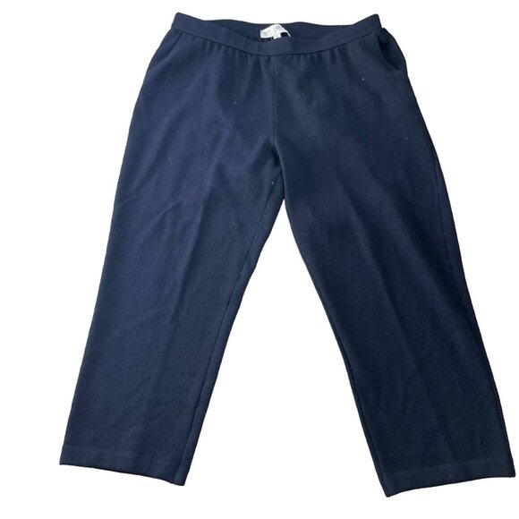 St. John Flat Front Knit Dress Pants Women's Size 14 Short Navy Blue - Picture 1 of 10